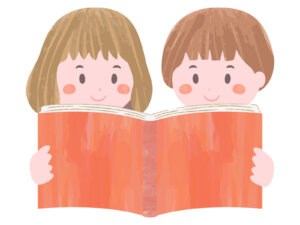 女の子2人読書